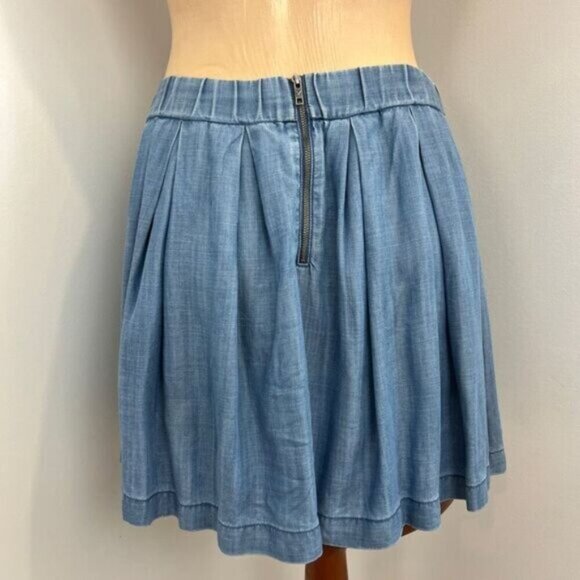 American Eagle AE Women's Size 2 Blue Flowing Above Knee Mini Skirt Shambray Y2K - Picture 3 of 12